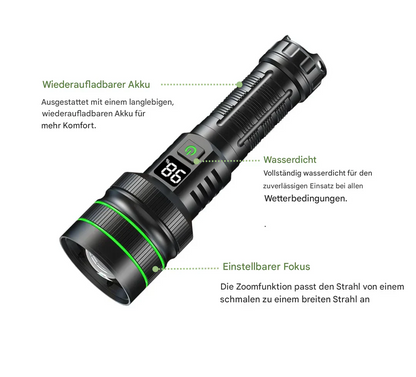 Leistungsstarke LED-Taschenlampe – Lange Akkulaufzeit