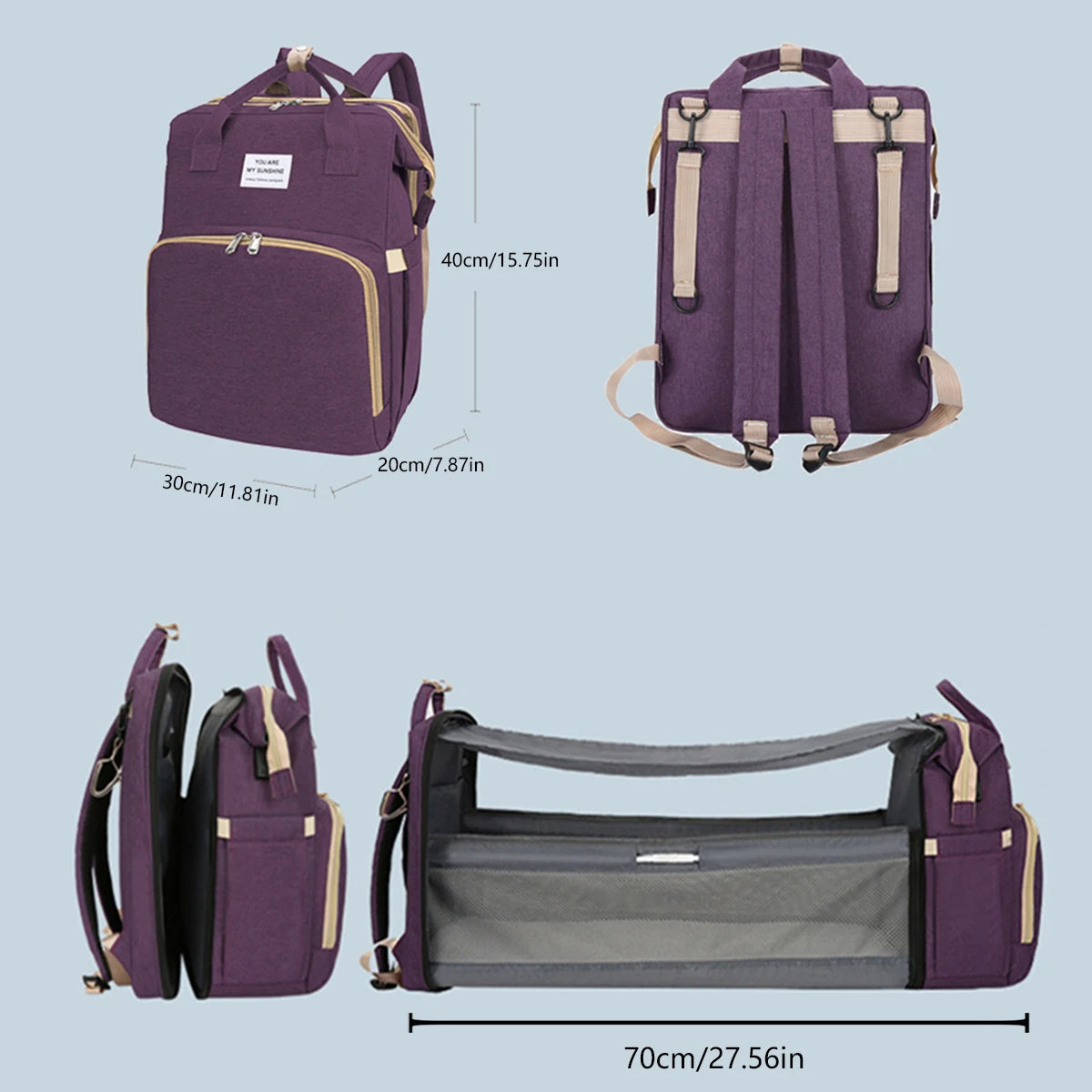 Zelara - 2in1 Baby Rucksack mit integriertem Wickelbett wählen