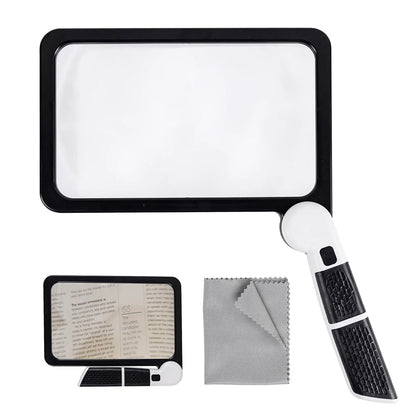 Vollseiten Handheld Lupe – 5X Vergrößerung, LED beleuchtete Lupe mit 3 Modi, ideal zum Lesen von Büchern und für Senioren