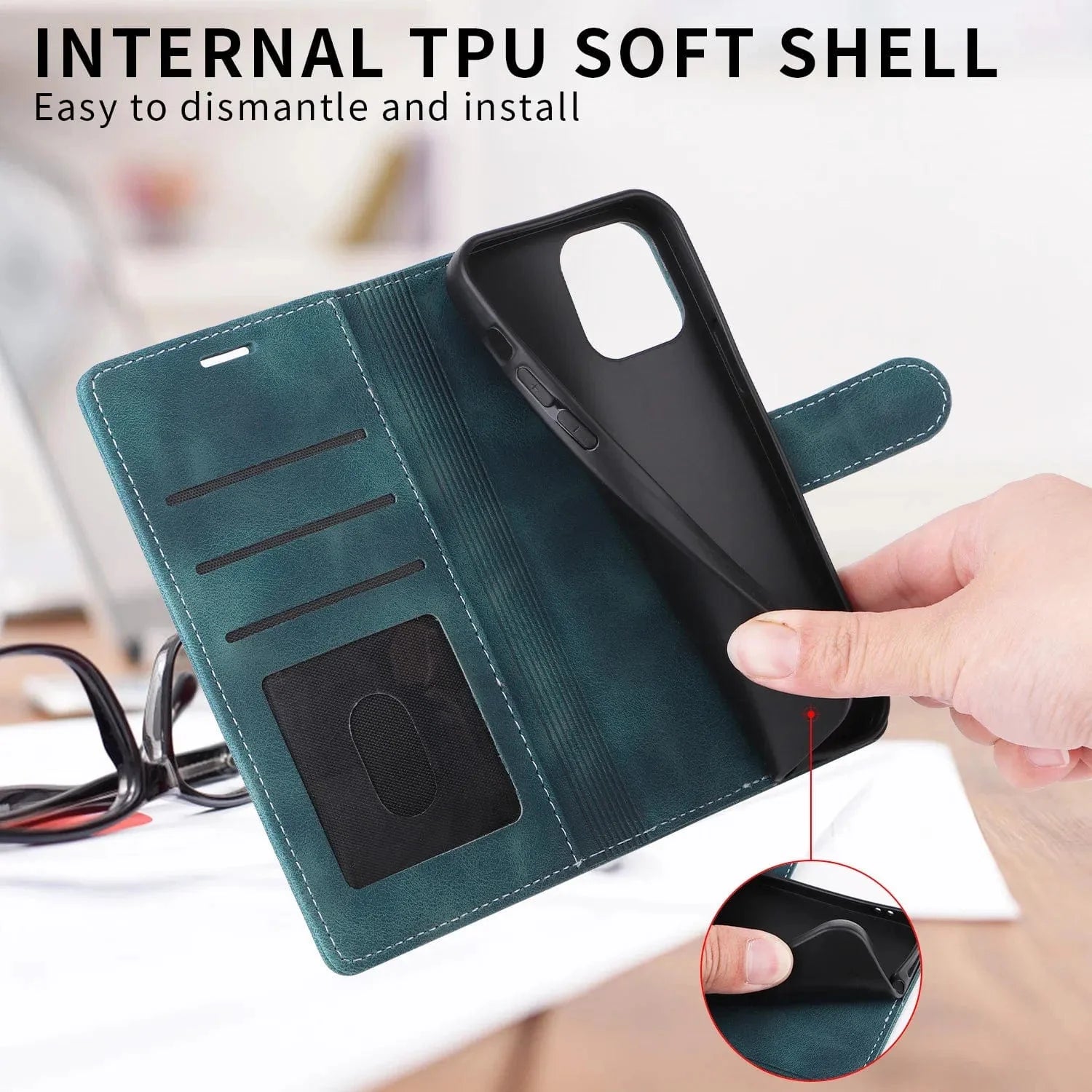 Magnetische Flip-Cover Samsung Leder Geldbeutel Hülle