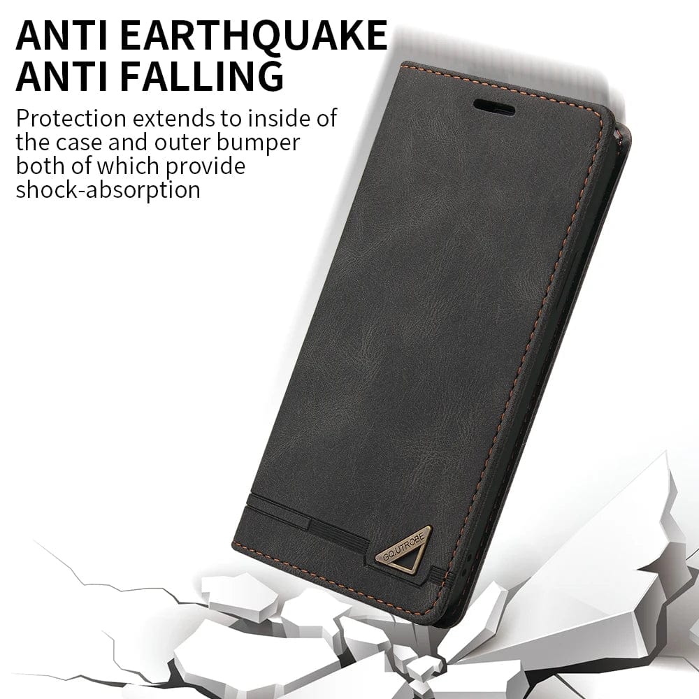 RFID Blockierende Magnetische iPhone Leder Flip Cover Geldbörse Hülle