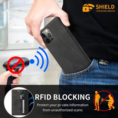RFID Blockierende Magnetische iPhone Leder Flip Cover Geldbörse Hülle