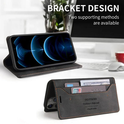 RFID Blockierende Magnetische iPhone Leder Flip Cover Geldbörse Hülle