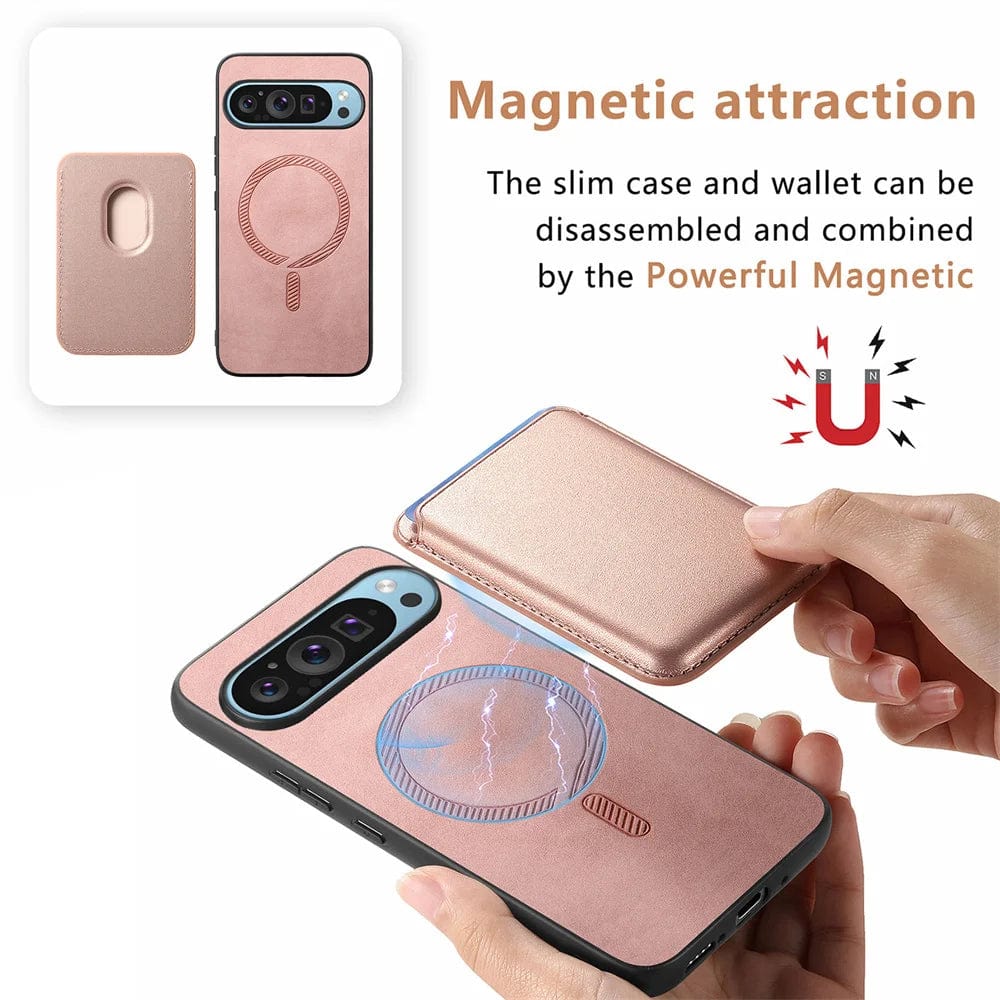 Magnetische abnehmbare Google Pixel Leder Geldbörse Tasche