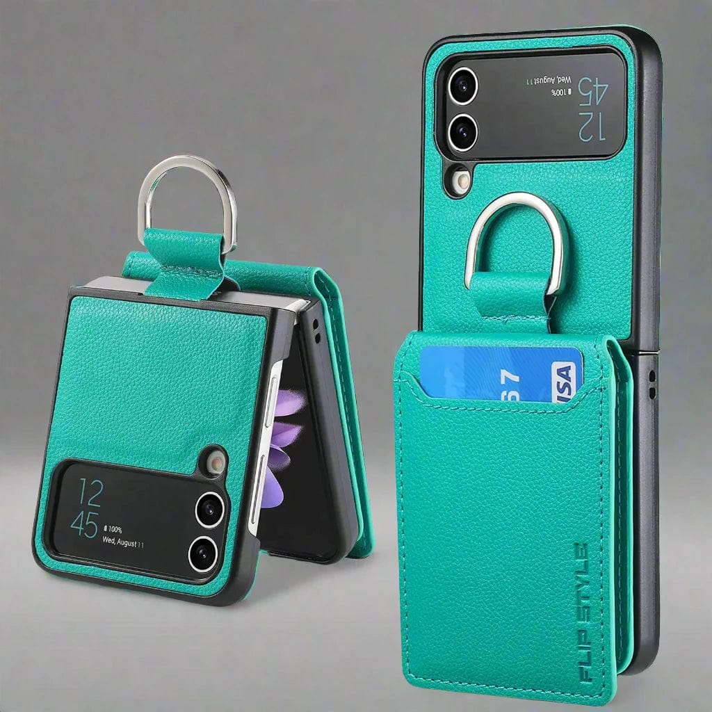 Magnetisches Leder-Kartenetui Samsung Z Flip Ring Halter Tasche