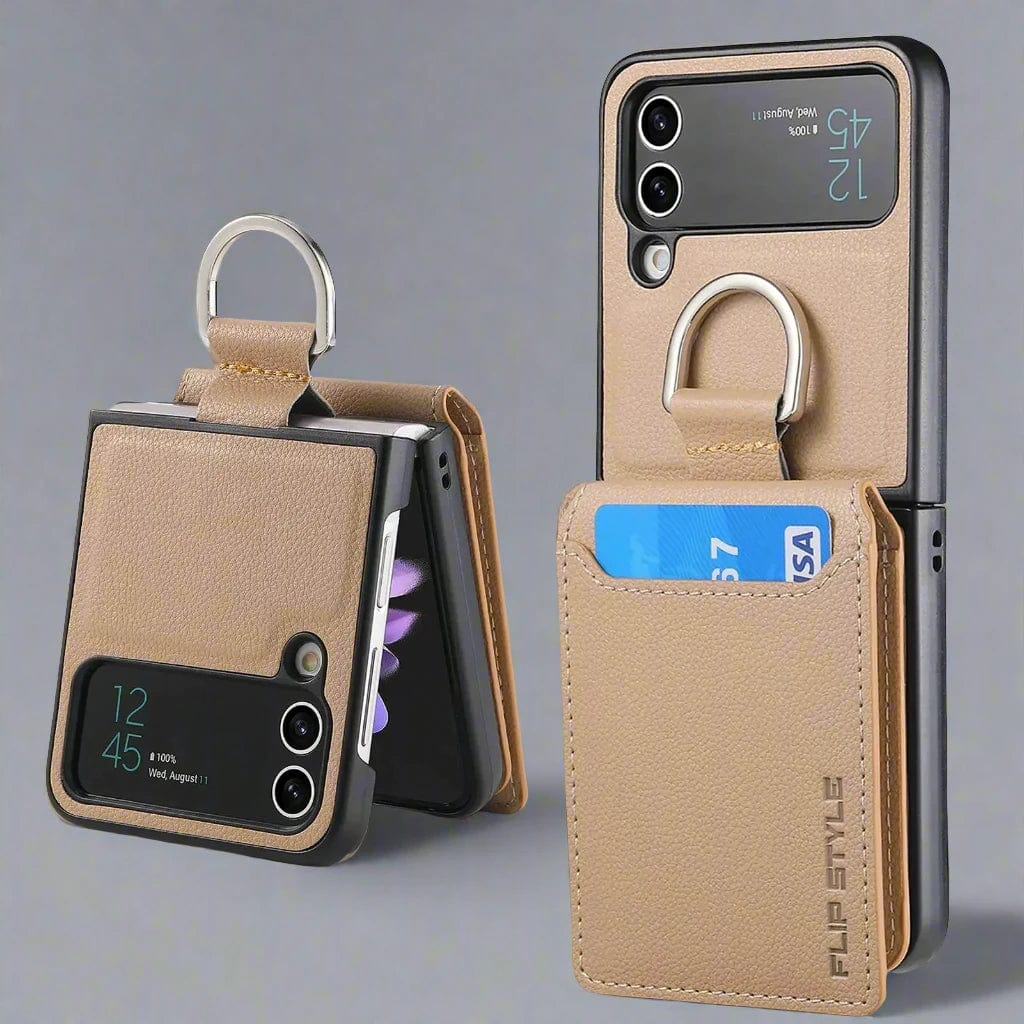 Magnetisches Leder-Kartenetui Samsung Z Flip Ring Halter Tasche