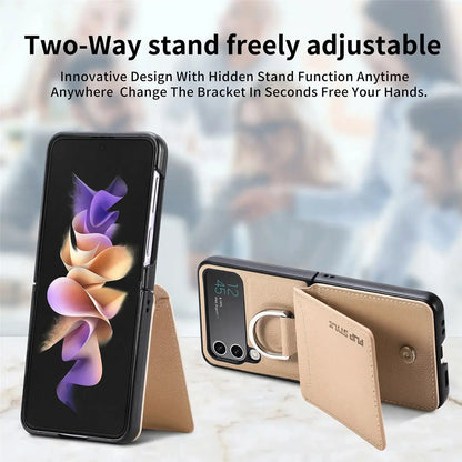 Magnetisches Leder-Kartenetui Samsung Z Flip Ring Halter Tasche