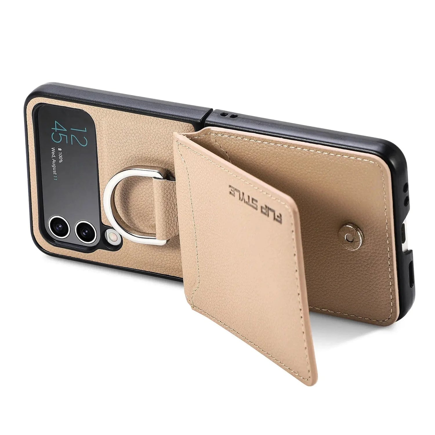 Magnetisches Leder-Kartenetui Samsung Z Flip Ring Halter Tasche