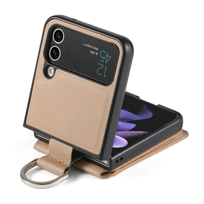 Magnetisches Leder-Kartenetui Samsung Z Flip Ring Halter Tasche