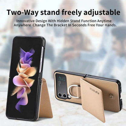 Magnetisches Leder-Kartenetui Samsung Z Flip Ring Halter Tasche
