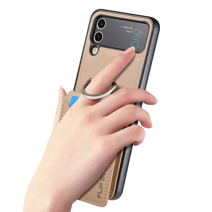 Magnetisches Leder-Kartenetui Samsung Z Flip Ring Halter Tasche