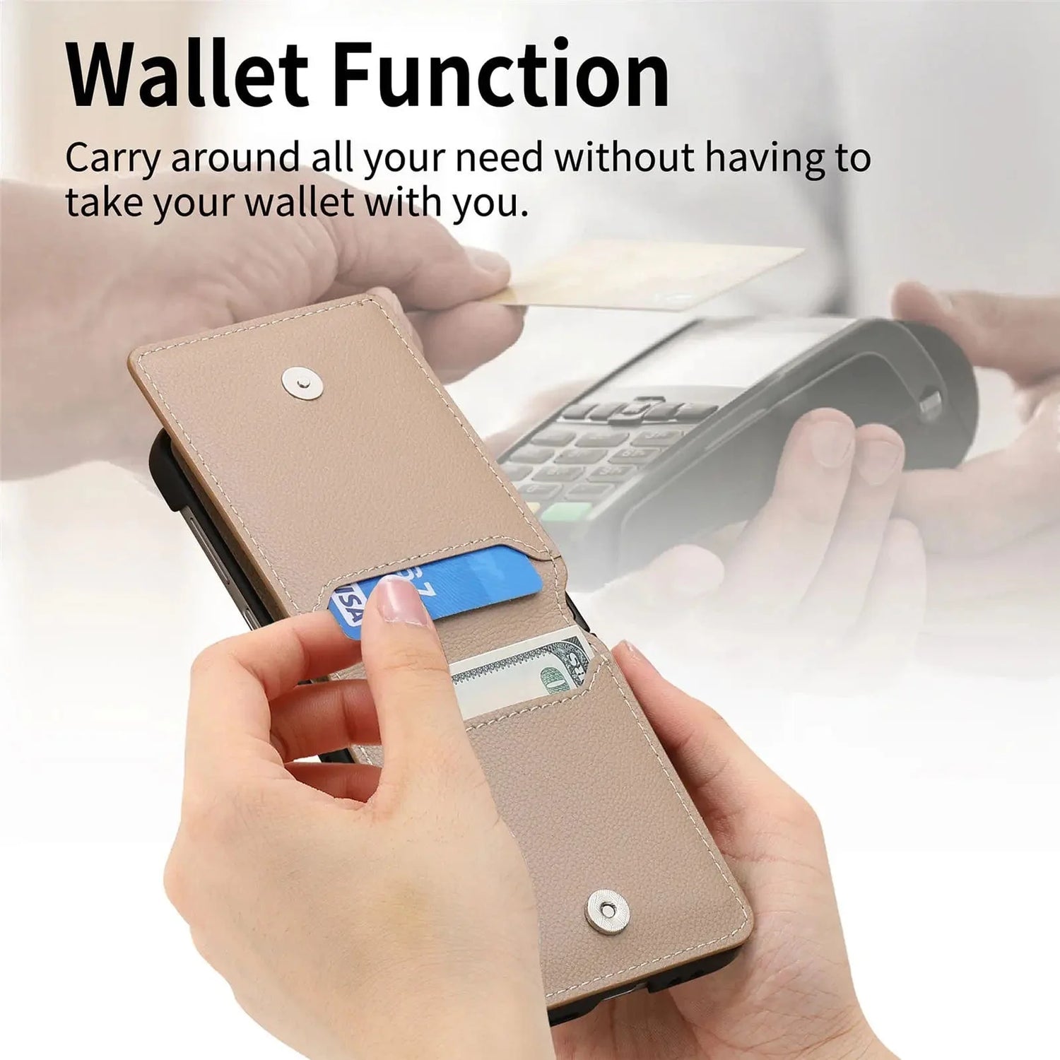 Magnetisches Leder-Kartenetui Samsung Z Flip Ring Halter Tasche