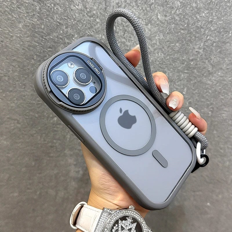 MagSafe iPhone-Hülle mit faltbarem Glaskamerenschutz