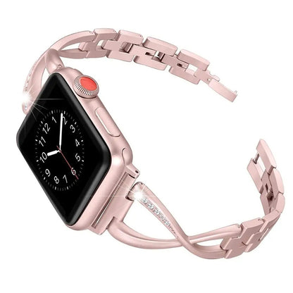 LuxeTwist Diamond Edelstahlband für Apple Watch Series 10 9 Ultra 1 2 – Damen Elegante Armbanduhr