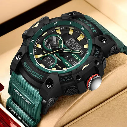 FoxBox: Robuste wasserdichte Chronograph Dual-Display-Uhr stoßfest