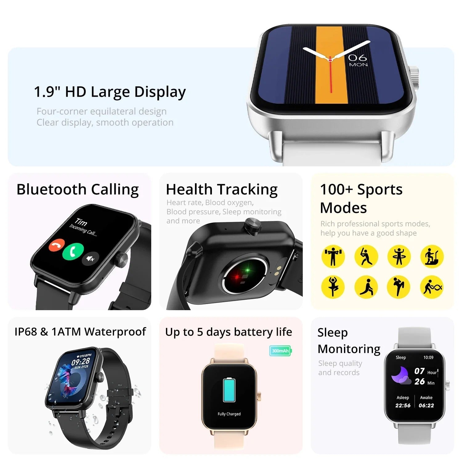 Smartwatch mit Gesundheitsüberwachung &amp; langlebigem Design für den täglichen Gebrauch - nahtlose ganztägige Konnektivität