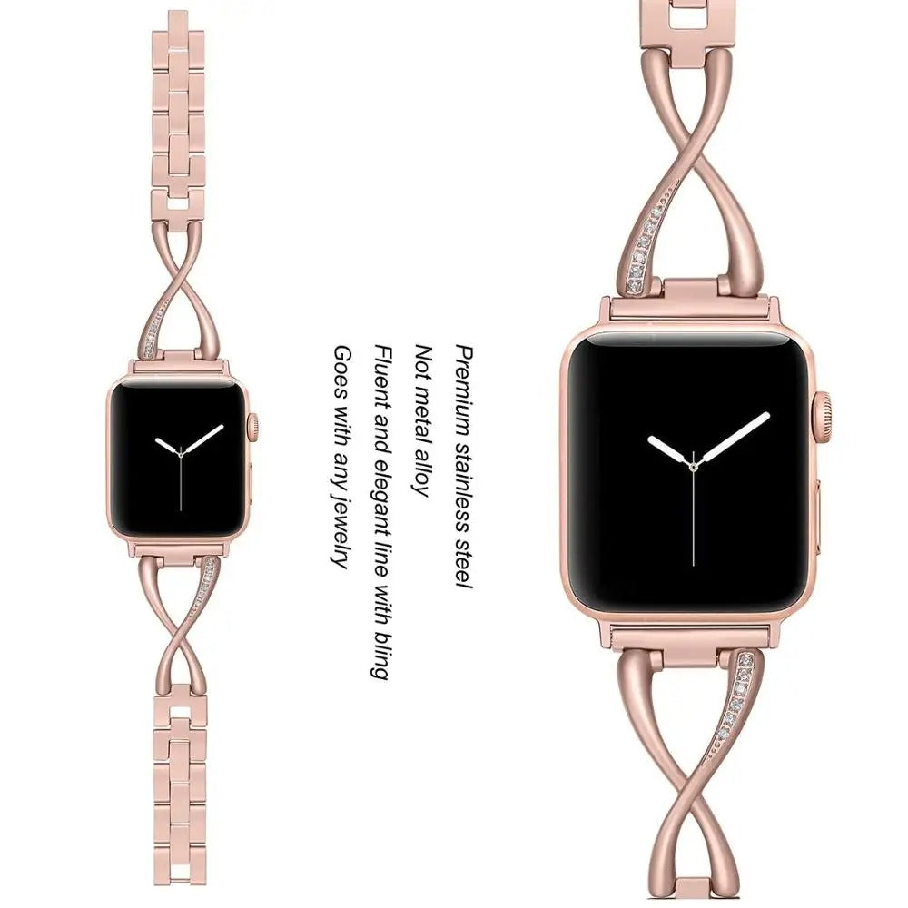 LuxeTwist Diamond Edelstahlband für Apple Watch Series 10 9 Ultra 1 2 – Damen Elegante Armbanduhr