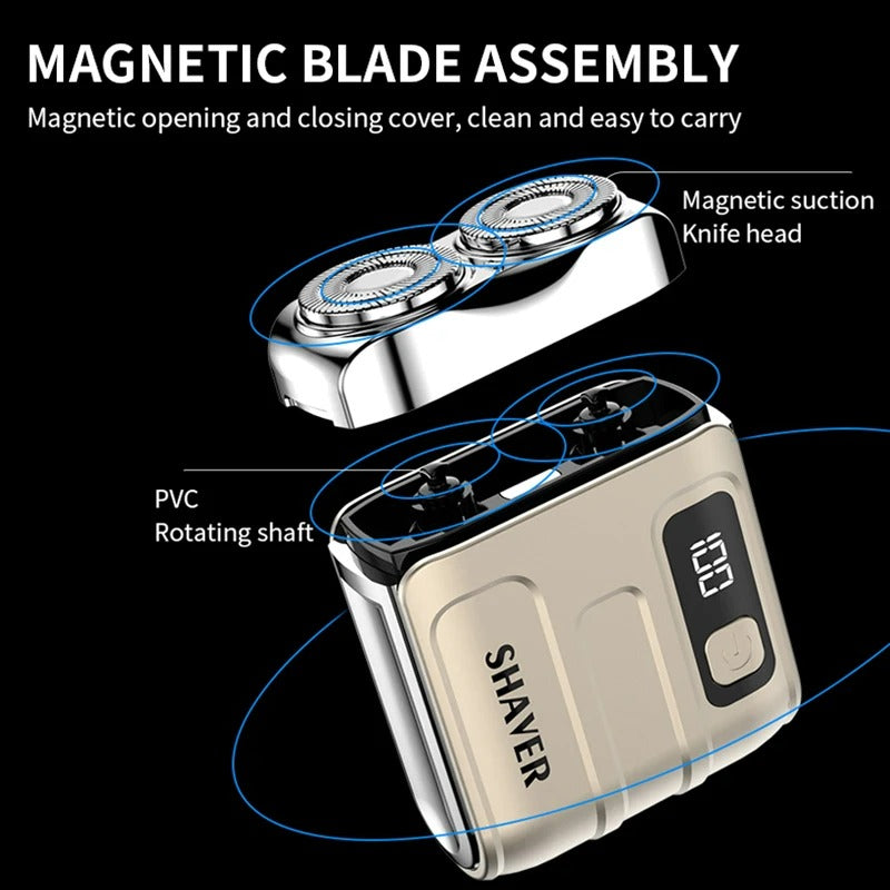 Taschen-Elektro-Rasierer mit Flex-Rotary-System, wasserdicht, QuickCharge USB und MicroCut-Klingen – kompakter Reise-Rasierer