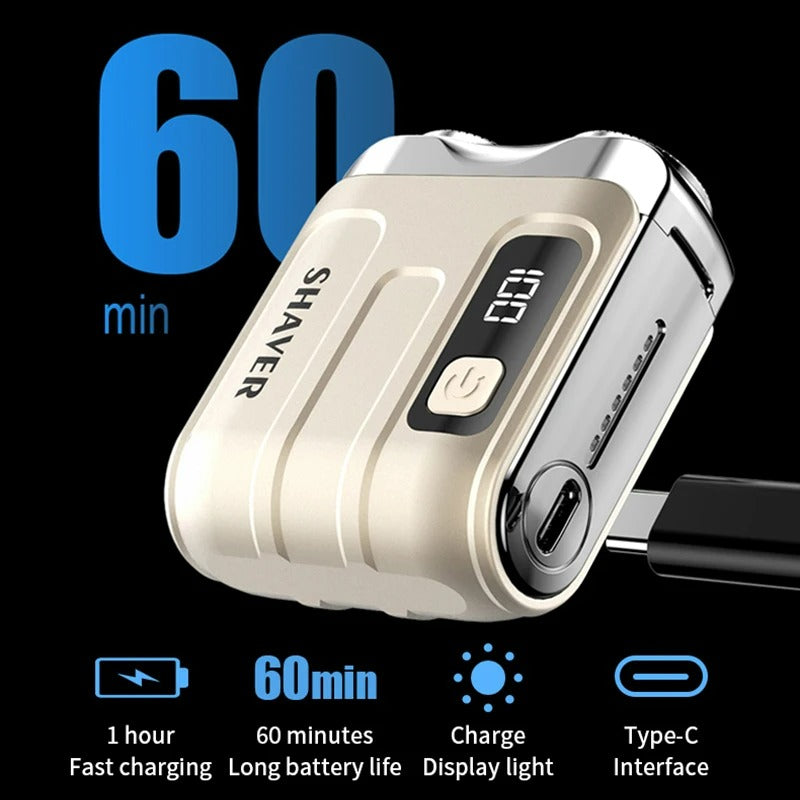 Taschen-Elektro-Rasierer mit Flex-Rotary-System, wasserdicht, QuickCharge USB und MicroCut-Klingen – kompakter Reise-Rasierer