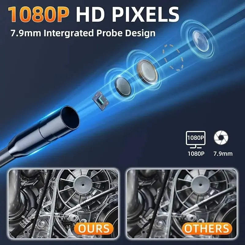 Industrielles Endoskop Inspektionskamera – 1080P HD mit 4,3-Zoll Bildschirm verstellbare Linse
