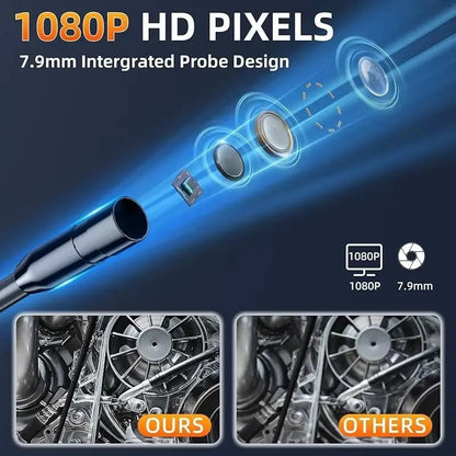 Industrielles Endoskop Inspektionskamera – 1080P HD mit 4,3-Zoll Bildschirm verstellbare Linse