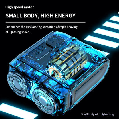 Taschen-Elektro-Rasierer mit Flex-Rotary-System, wasserdicht, QuickCharge USB und MicroCut-Klingen – kompakter Reise-Rasierer