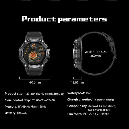 Titan PG Tactical Smartwatch – Robustes Militärdesign, wasserdicht, Herzmonitor und militärische Haltbarkeit