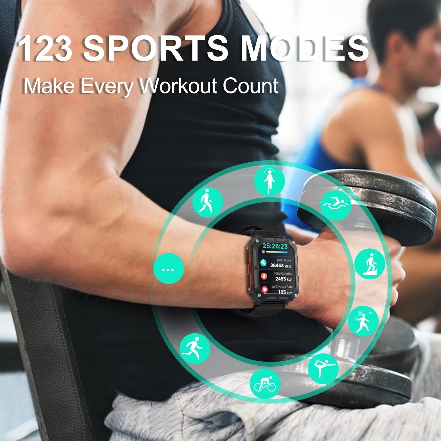 Herren Smartwatch – Digitale Uhr mit Fitness-Tracking, wasserdichtem Gehäuse und langer Akkulaufzeit für Arbeit und Fitness