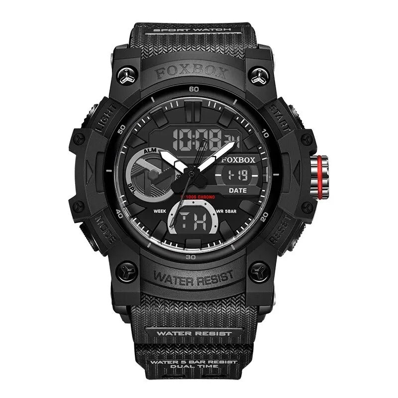 FoxBox: Robuste wasserdichte Chronograph Dual-Display-Uhr stoßfest