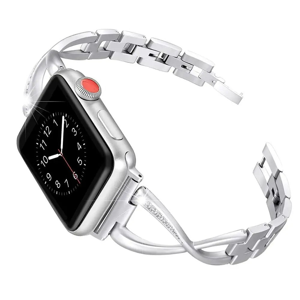 LuxeTwist Diamond Edelstahlband für Apple Watch Series 10 9 Ultra 1 2 – Damen Elegante Armbanduhr