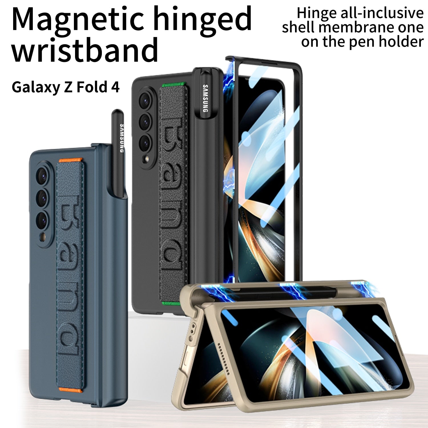 Magnetische Scharnier Handgelenk Strap Telefon Fall Für Samsung Galaxy Z Falten 4 3