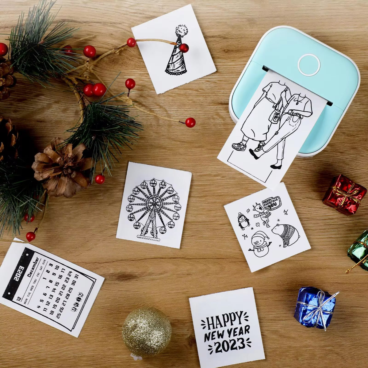 Tragbarer Mini Thermo-Etikettendrucker Bluetooth für Schule, Büro und DIY mit 1000mAh Akku