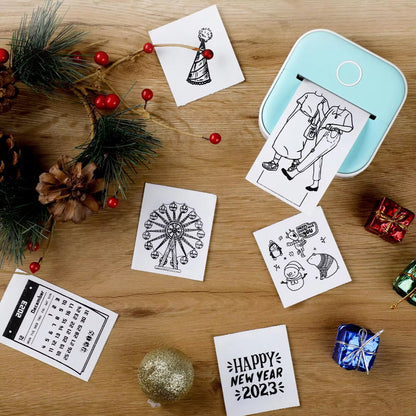 Tragbarer Mini Thermo-Etikettendrucker Bluetooth für Schule, Büro und DIY mit 1000mAh Akku