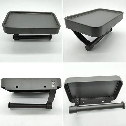 Toilettenpapierhalter mit Ablage - Edelstahl | Modernes Design