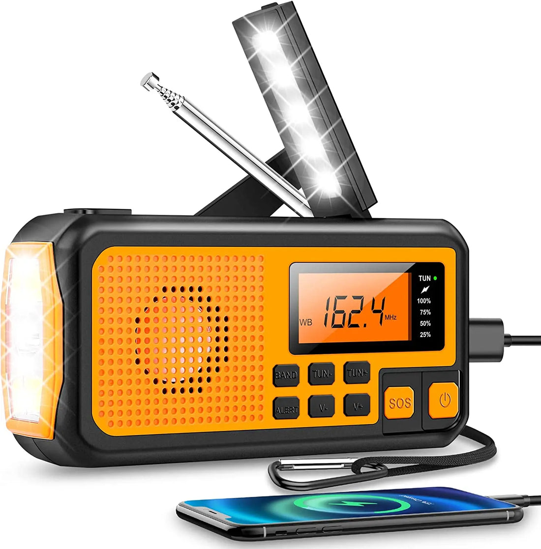 Multifunktionales Notfallradio - Taschenlampe, Powerbank, SOS