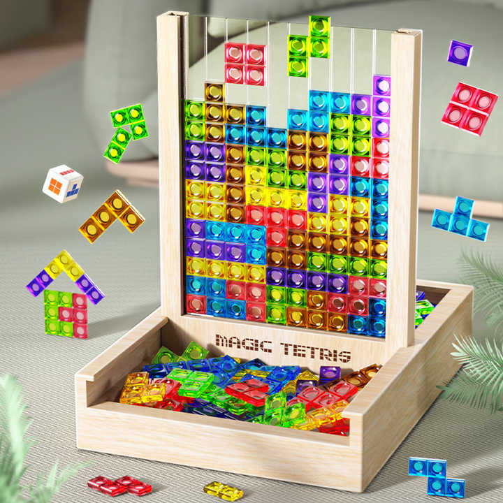 Holz Tetris Puzzle Spiel - Nachhaltig &amp; Farbenfroh