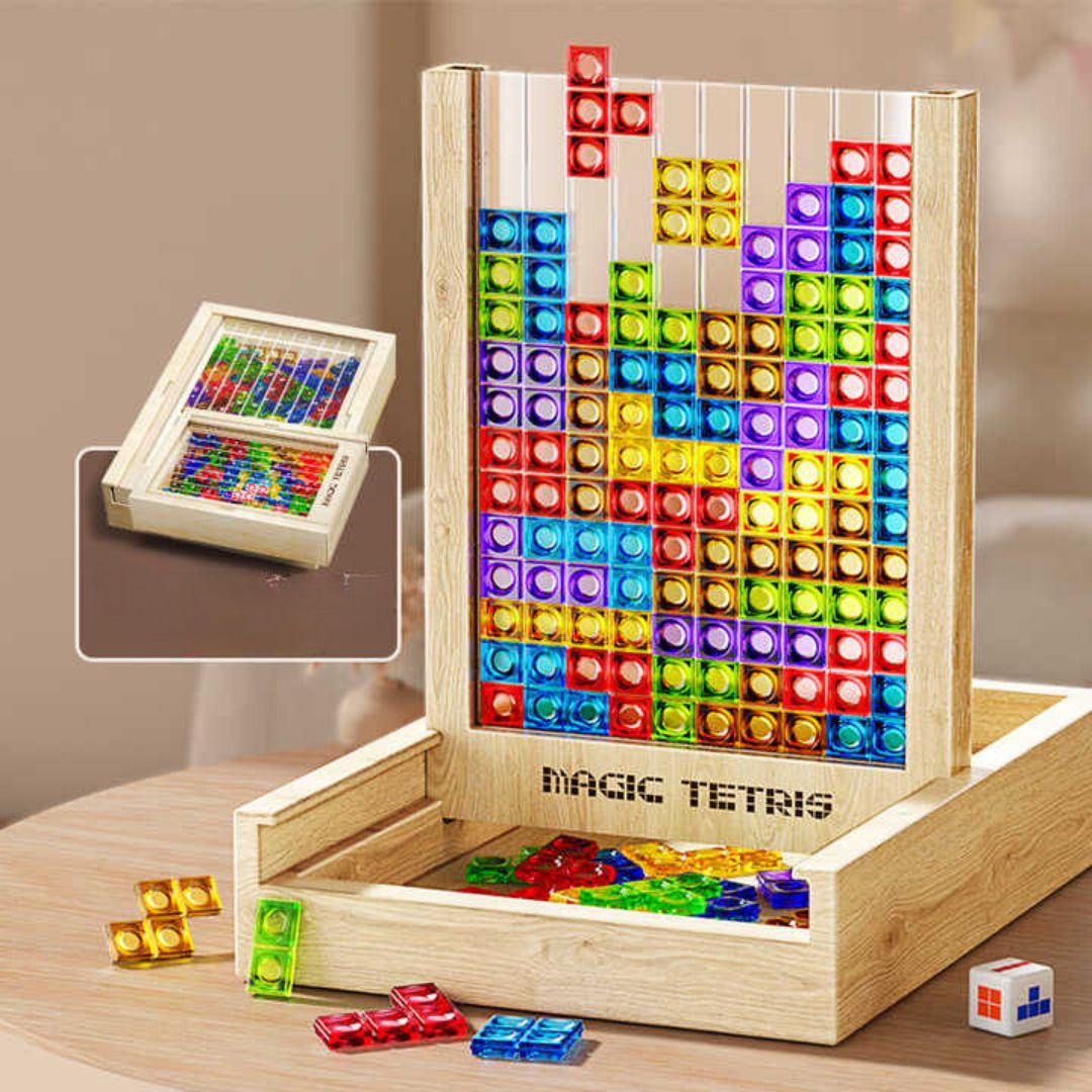 Holz Tetris Puzzle Spiel - Nachhaltig &amp; Farbenfroh