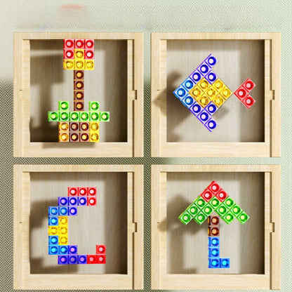 Holz Tetris Puzzle Spiel - Nachhaltig &amp; Farbenfroh