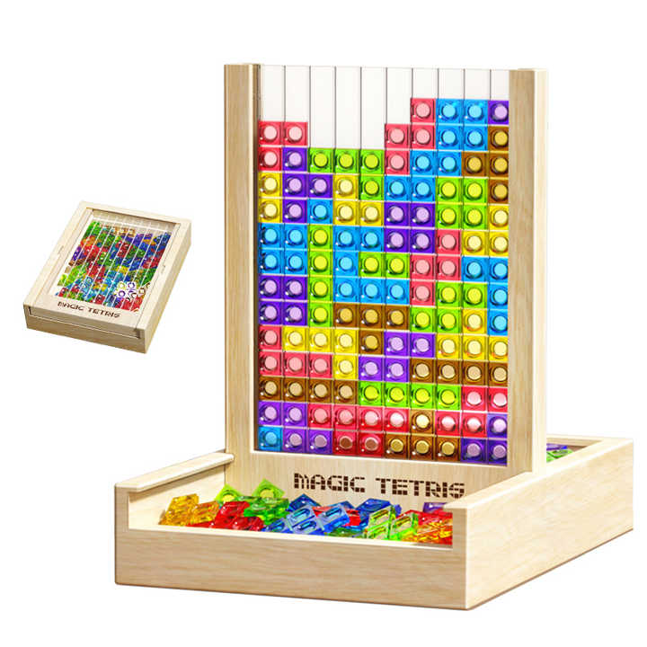 Holz Tetris Puzzle Spiel - Nachhaltig &amp; Farbenfroh