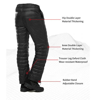 Premium Outdoor Thermal Gansdaunenhose – Wasserdichte &amp; Winddichte Winterhose für Wandern, Camping &amp; Skifahren