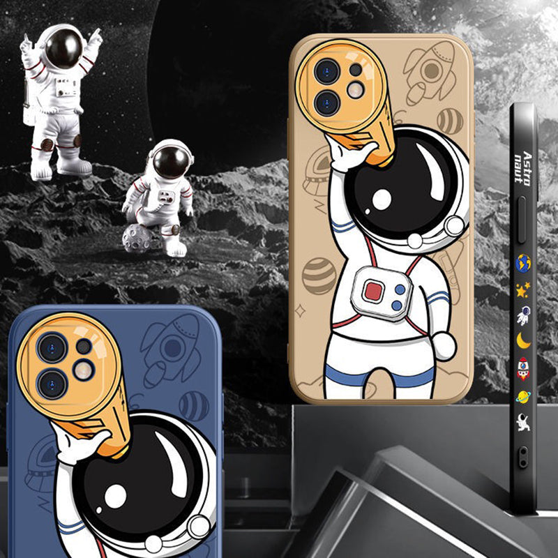 Hochwertige Astronauten-Lanyard iPhone-Hülle | MagSafe Case mit Kameraschutzabdeckung | Panzertasche mit weicher Silikon-Stoßstange als Cover für Apple iPhone 15/14/13/12 Pro Max Plus Handyhülle