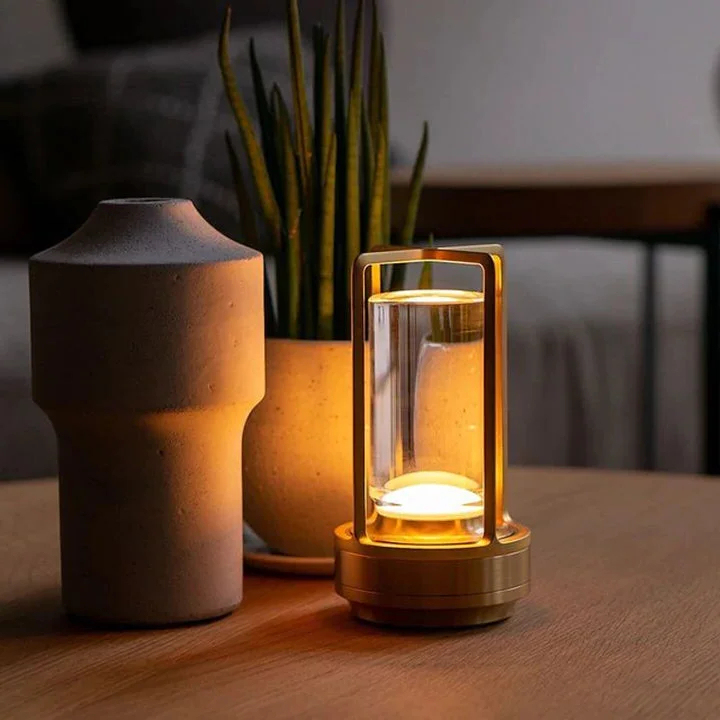 Ambient Lantern Kabellose Wiederaufladbare Kleine Nachttischlampe Gold