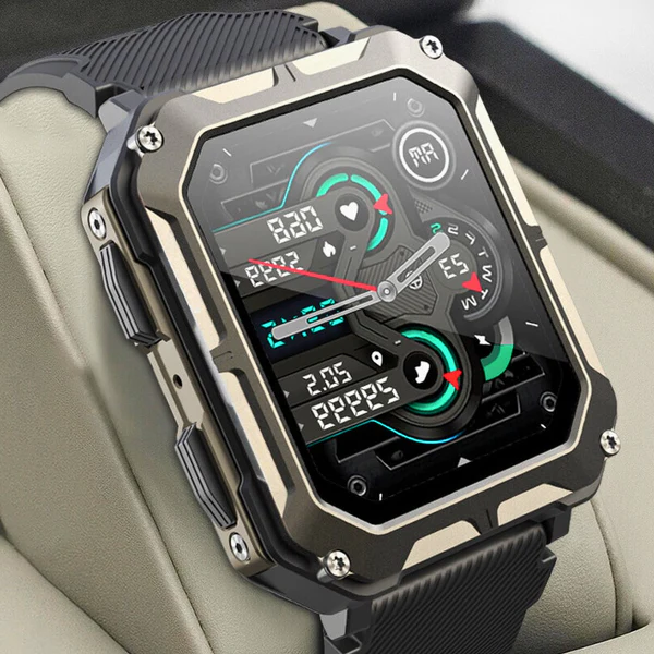 Outdoor Smartwatch Herren robust, wasserdicht IP68, Gorilla Glas kratzfest, Fitnessuhr, 1,8 Zoll