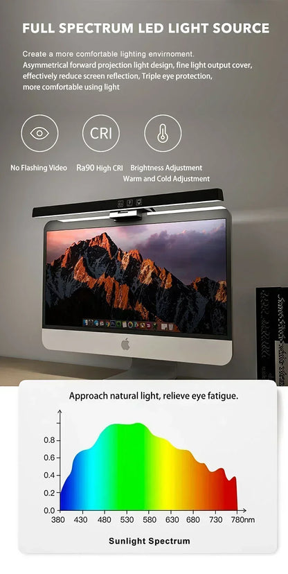 Monitor LED Lichtleiste USB Dimmbar Augenschutz Blendfrei für Arbeitsplatz und Gaming
