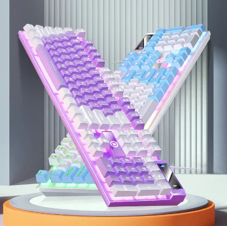 RGB Gaming-Tastatur mit Regenbogenbeleuchtung – USB kabelgebunden, ergonomisch &amp; wasserdicht