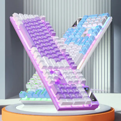 RGB Gaming-Tastatur mit Regenbogenbeleuchtung – USB kabelgebunden, ergonomisch &amp; wasserdicht