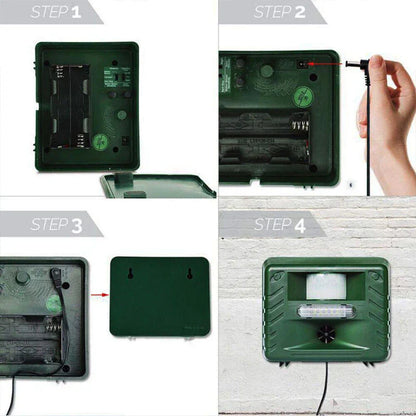 Ultraschall Tiervertreiber Bewegungsaktiv Solar Garten Hof Rasen Sicher Umweltfreundlich