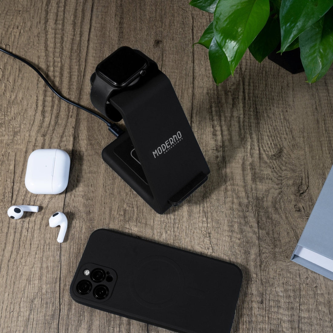 Premium 3 in 1 Schnelles Drahtloses Ladegerät für iPhone, Apple Watch &amp; AirPods