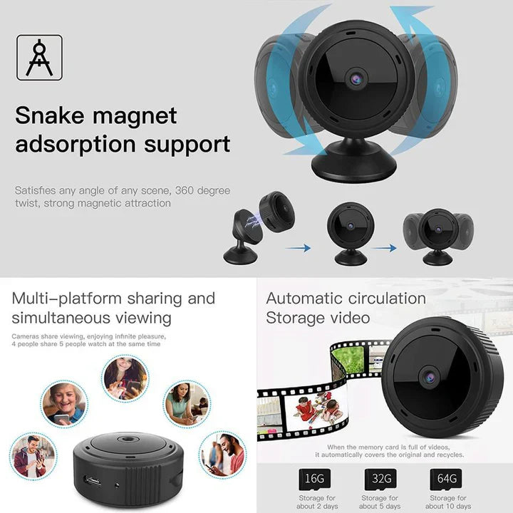 Mini-WiFi-Kamera 1080P HD – Nachtsicht IR &amp; Haussicherheit