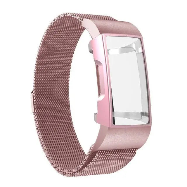 Makellos sauberes Edelstahl-Mesh-Uhrenarmbandgehäuse für Fitbit Charge 3 und 4